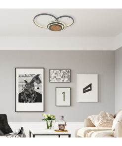 Alternative view of Plafoniera metal gri, imitatie lemn culoare inchisa, 1500lm, lumina calda (3000K), 67256-40, Globo