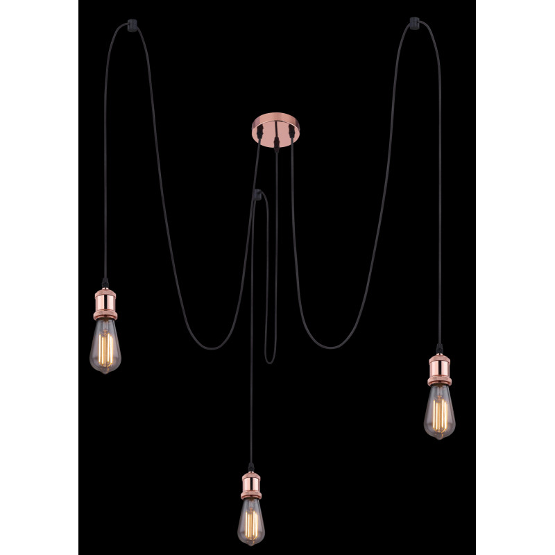 Suspensie metal cupru ,cu 3 cabluri din textil, a cate 2m, A32-3 Globo - imagine 2