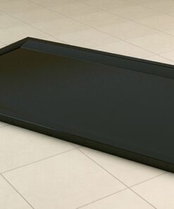 Cadita de dus dreptunghiulara SanSwiss ILA WIA 80x90cm slim marmura sintetica negru