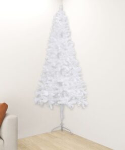 vidaXL Brad de Crăciun artificial, de colț, alb, 180 cm, PVC