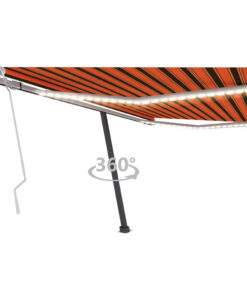 vidaXL Copertină retractabilă manual cu LED portocaliu&maro 400x300 cm