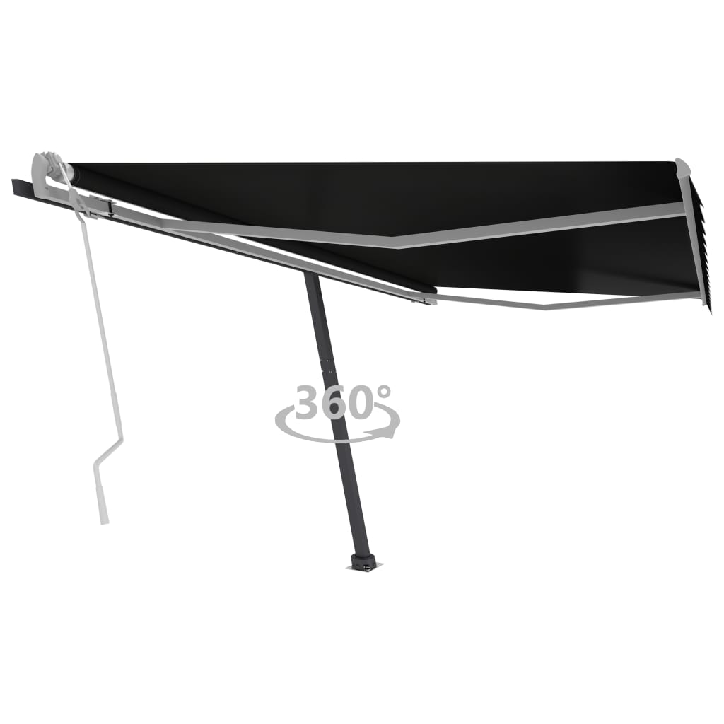 vidaXL Copertină autonomă retractabilă manual, antracit, 450x300 cm