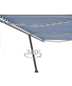 vidaXL Copertină autonomă retractabilă automat albastru&alb 600x350 cm