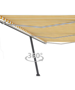 vidaXL Copertină autonomă retractabilă automat galben & alb 600x350 cm