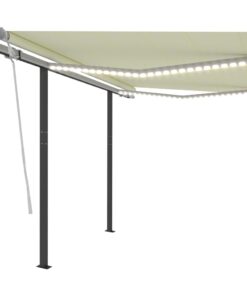 vidaXL Copertină retractabilă manual cu LED, crem, 3x2,5 m