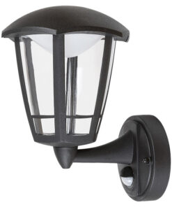 Aplica de exterior Sorrento, negru mat, senzor de miscare, 500 lm, lumina calda (3000K), 7849, Rabalux