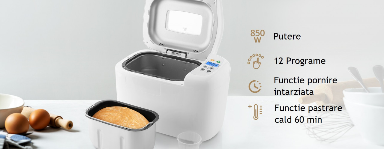 Masina de facut paine ETA 2149 Harmony II, 850W, 12 programe, capacitate 1,5 kg, alb - imagine 2