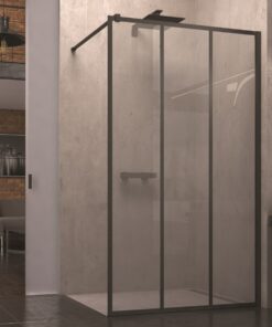 Cabina de dus Walk-In SanSwiss Easy STR4P 80cm sticla securizata Loft Industrie 8mm profil negru mat