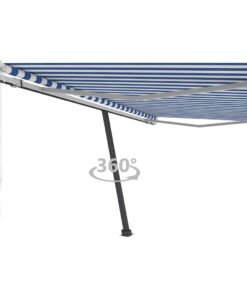 vidaXL Copertină autonomă retractabilă automat albastru&alb 450x300 cm