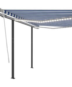 vidaXL Copertină automată cu senzor vânt & LED albastru/alb 3,5x2,5 m