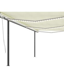 vidaXL Copertină retractabilă manual cu LED, crem, 6x3 m