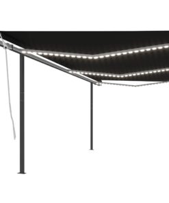 vidaXL Copertină retractabilă manual cu LED, antracit, 6x3 m