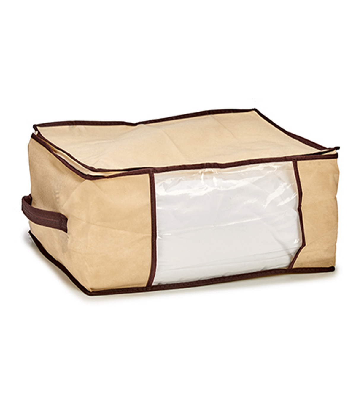Husa cu manere pentru depozitare haine sau textile dormitor, Crem, 45 x 30 x 20 cm
