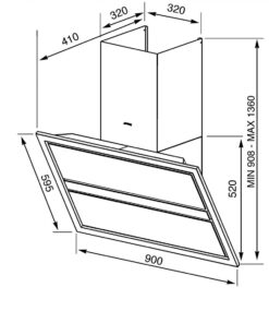Alternative view of Hota de perete Smeg Linea KCV9SE2, 90 cm, Inox + Silver glass