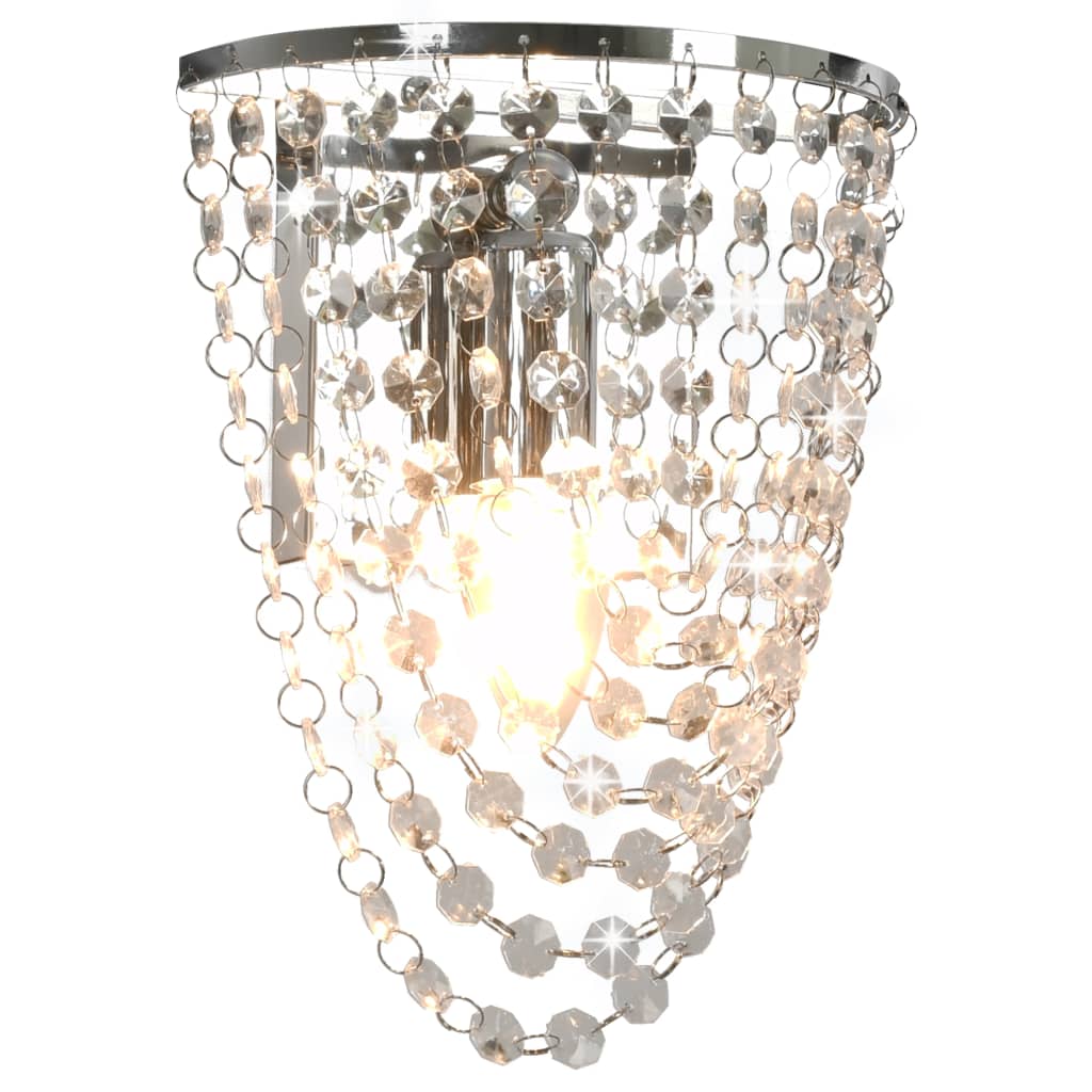 vidaXL Lampă perete mărgele cristal argintiu oval becuri E14