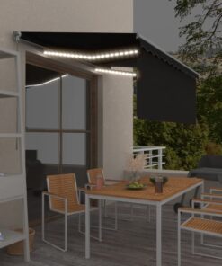 vidaXL Copertină retractabilă manual cu stor&LED, antracit, 3,5x2,5 m
