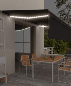 vidaXL Copertină automată cu stor&LED&senzor de vânt antracit 5x3 m
