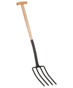 vidaXL Furcă de grădină cu mâner în formă de T, oțel și lemn masiv