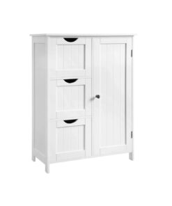 Dulap baie cu o usa si 3 sertare, raft reglabil, Alb, 60x 30x 81 cm