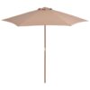 vidaXL Umbrelă de soare de exterior cu stâlp din lemn, taupe, 270 cm