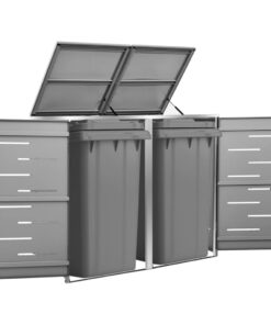 vidaXL Magazie pentru două pubele, 138x77,5x115,5 cm, oțel inoxidabil