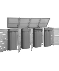 vidaXL Magazie pentru patru pubele 276,5x77,5x115,5 cm oțel inoxidabil