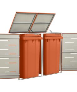vidaXL Magazie pentru două pubele, 138x77,5x115,5 cm, oțel inoxidabil