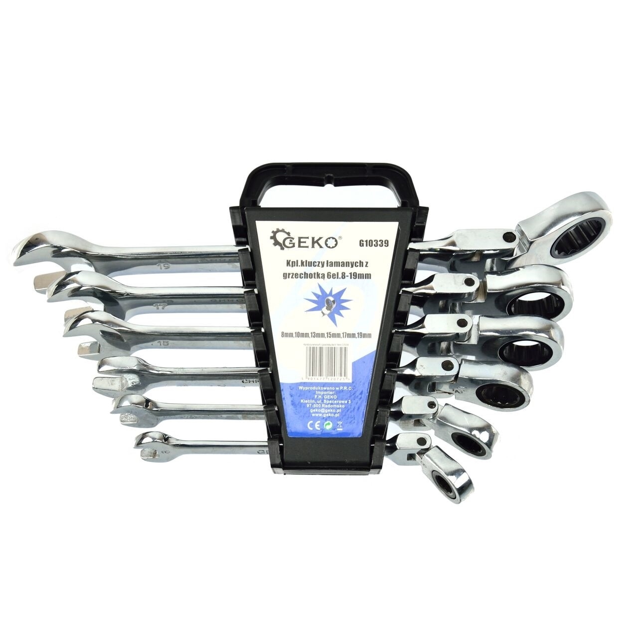 Set 6 chei combinate cu clichet 8-19mm, GEKO G10339