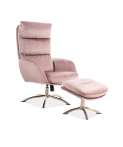 Fotoliu cu taburet pink MONROE VELVET