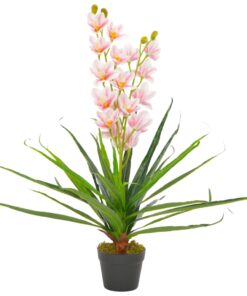 vidaXL Plantă artificială orhidee cu ghiveci, roz, 90 cm