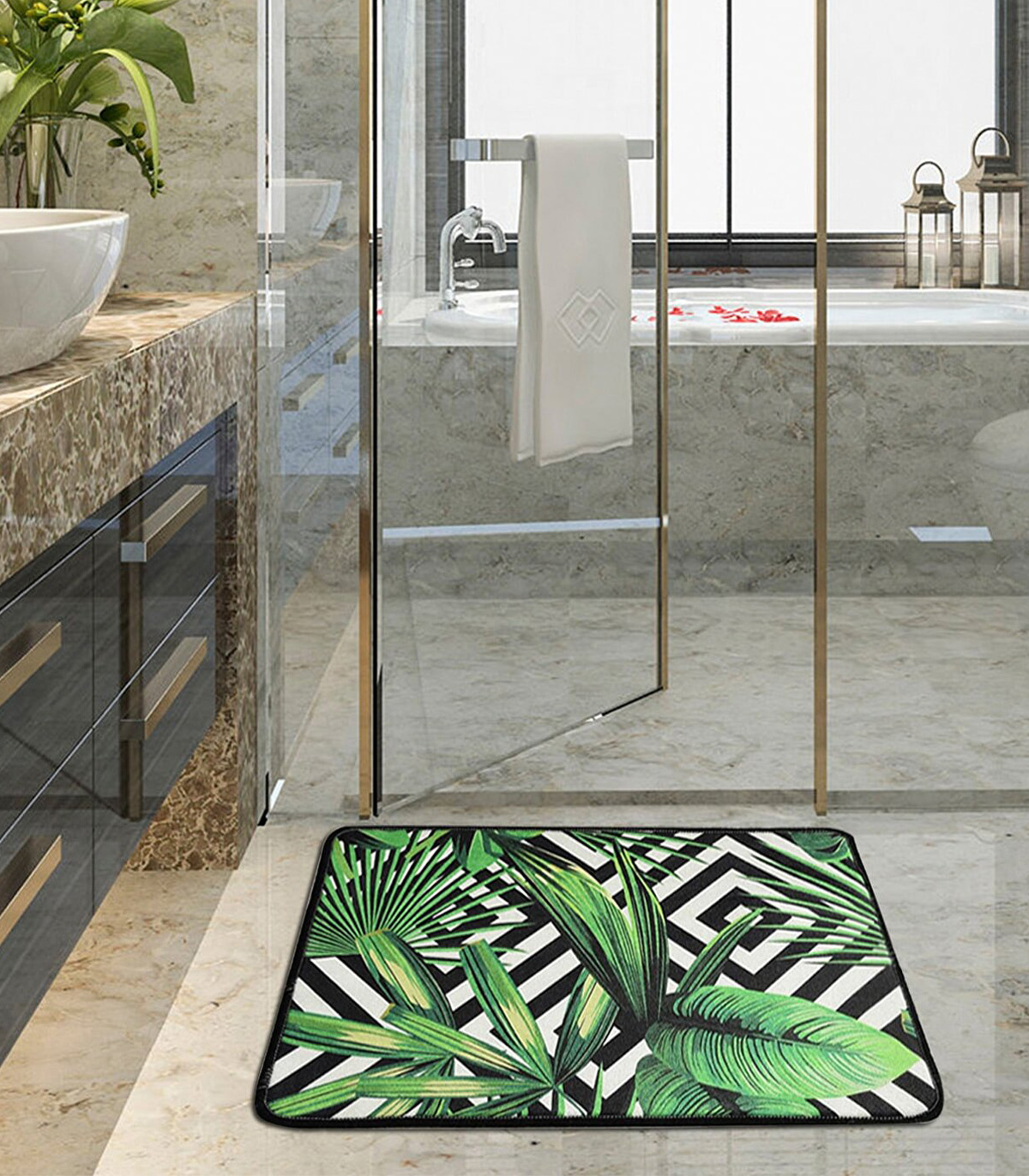 Covoras pentru baie Tropic, Verde, 40X60 cm - imagine 2