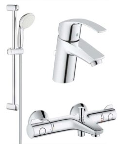 Pachet baterii baie cada,termostat Grohe Grohtherm 800 set dus +baterie lavoar Eurosmart marimea S(33265002,34567000,27853001)