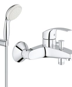 Set baterie cada Grohe Eurosmart, monocomanda, para dus inclusa, cartus ceramic, aerator, Crom-3330220A