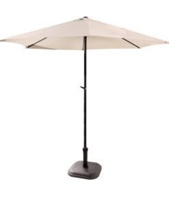 Umbrela soare 250 cm, bej cu mecanism rabatare si baza patrata 11 kg , culoare maro