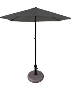 Umbrela soare gri cu mecanism rabatare 250 cm, si suport rotund 12 kg , culoare maro