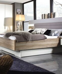 Alternative view of HELENE PLUS Cadru pat cu noptiere + led + sertare depozitare (180x200cm) sanremo/ alb alpin