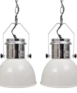 vidaXL Lustră 2 buc, înălțime reglabilă, modernă, alb, metal