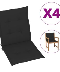 vidaXL Perne scaun de grădină, 4 buc., negru, 100x50x3 cm
