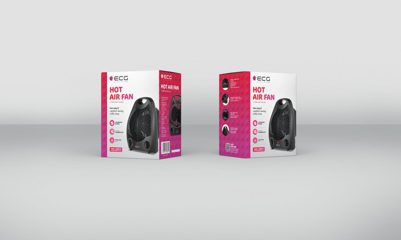 Aeroterma electrica ECG TV 3030 Heat R, 2000 W, 2 viteze, 3 moduri de functionare, termostat, negru - imagine 8