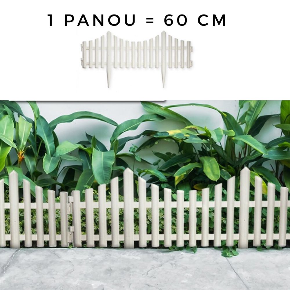 Bordura de gradina, imitatie lemn alb, 1 panou 60 cm