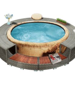 vidaXL Mobilier de împrejmuire spa, gri, poliratan