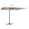 vidaXL Umbrelă suspendată cu LED, stâlp din oțel, nisipiu, 250x250 cm
