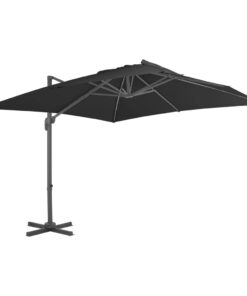 vidaXL Umbrelă suspendată cu stâlp din aluminiu, negru, 3 x 3 m