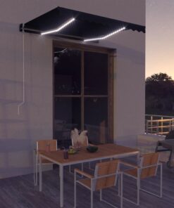 vidaXL Copertină retractabilă manual cu LED, antracit, 300 x 250 cm