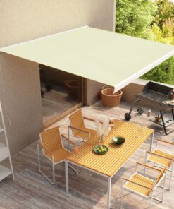 vidaXL Copertină manuală tip casetă, crem, 350 x 250 cm