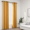 vidaXL Perdele opace, aspect pânză, ocheți, 2 buc., galben, 140x245 cm