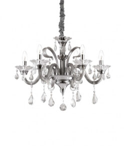 Candelabru COLOSSAL SP6, metal, cristal, gri, 6 becuri, dulie E14, 081502, Ideal Lux