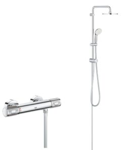 Coloana cabina dus termostat Grohe Grohtherm Performance, palarie 200mm, para de mana 3 tipuri de jet( 34776000,27389002)