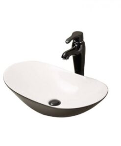 Lavoar pe blat Fluminia My night alb-negru 60,5x36xH14 cm