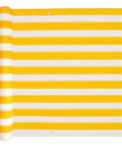 vidaXL Prelată pentru balcon din HDPE, 90 x 600 cm, galben și alb